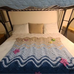 Beach themed blanket with 3d stitched starfish and turtles! So soft